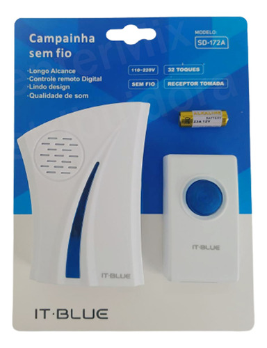 Kit 3 Campainha Sem Fio Prova Dágua 32 Toques Até 50 Metros