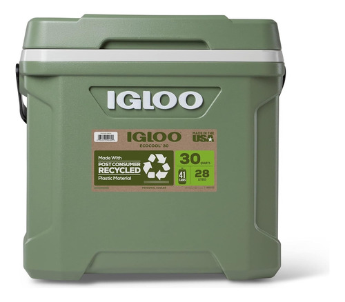 Hielera Igloo Ecocool30 28 Litros 41 Latas Color Verde