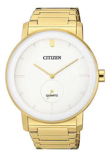 Reloj Citizen Be918257a Para Hombre Triple Manecilla Acero Color De La Malla Dorado Color Del Bisel Dorado Color Del Fondo Blanco