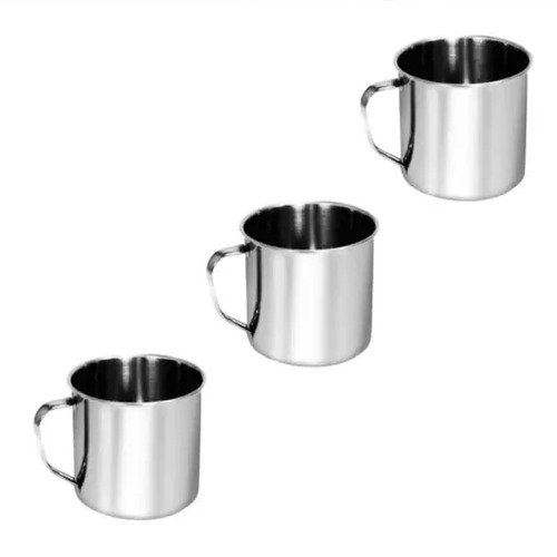 Kit 3 Canecas Aço Inox 100ml Metal Para Café Chá