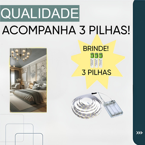 Espelho Primeira Linha Grande 80x60 Com Led À Pilha Sem Fio