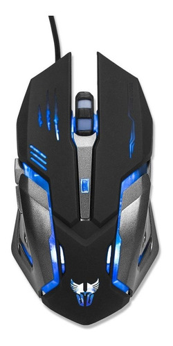 Mouse Gaming Alámbrico 2400 Dpi Negro Con Azul Argom Tech