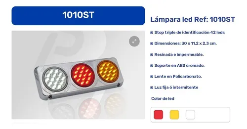 Stop Led Triple Camión Turbo Mediano Plano 42 Led Juego