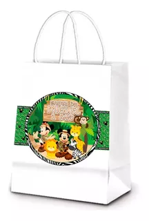 Sacolinhas Mickey Safári Personalizadas [10 Unidade]