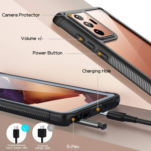 Temdan For Samsung Galaxy Note 20 Ultra Case, Built-in Scree