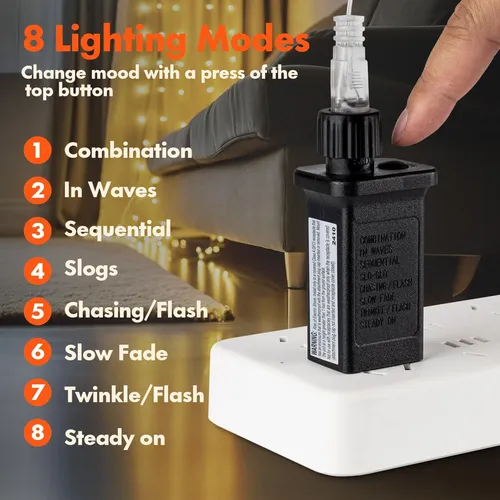 Luces De Cuerda De Cortina Led De Twinkle Star 300, 8 Modos