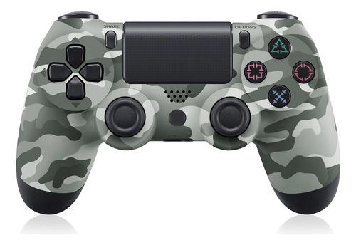 Joystick Inalámbrico Doble Motor Compatible Ps4 Camuflado Ax Color Gris