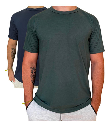 2 Camisetas Masculino Algodão Premium Macia Verão Casual 