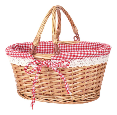 Canasta De Picnic Con Mango Cesta De Mimbre Rattan
