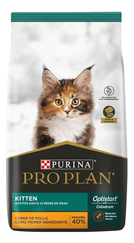 Alimento Pro Plan OptiStart Kitten para gato desde cedo sabor frango e arroz em sacola de 1kg