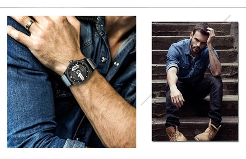Relogio Curren Masculino Militar Pulseira De Couro + Brinde.