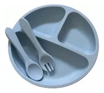 Comprar Plato Silicona Bebé Succión Cubierto Cuchara Tenedor Ventosa