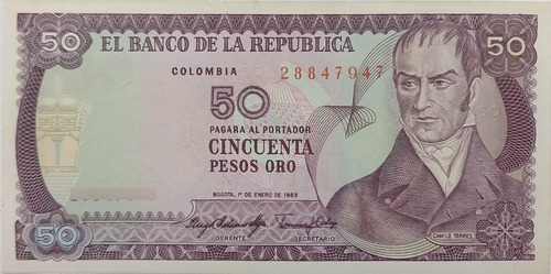 Billete 50 Pesos Oro 1 Ene 1983 Unc