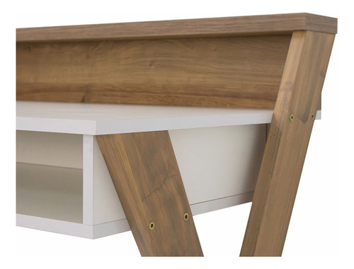 Escritorio Diseño Crux Con Dos Estantes Elegante Home Office Roble Miel / Blanco