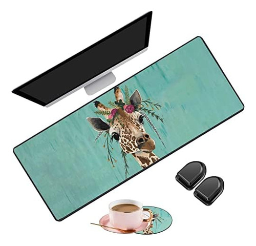 Mouse Pad Rvhoezzm RVH-R1-Mouse-011 jirafa con tocado floral.