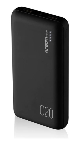 Cargador Power Bank Argom C20 20000 Mah Negro Portátil