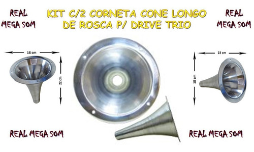 Kit C/2 Cone Longo Corneta Jarrão Aluminio Polido De Rosca