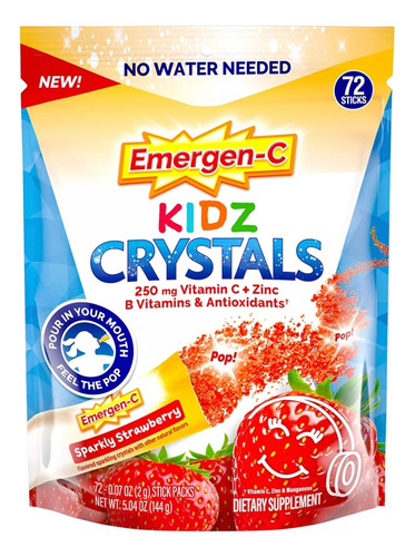 Emergen-c Kidz Cristales 250 Mg Vitamina C, B Y Zinc 72 Pzas Sabor Fresa