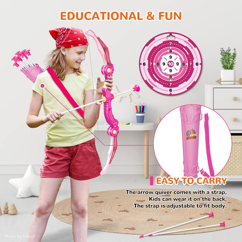 Juguete Arco Y Flecha Led Regalo Cumpleaños Niñas 5 A 12 Año Color