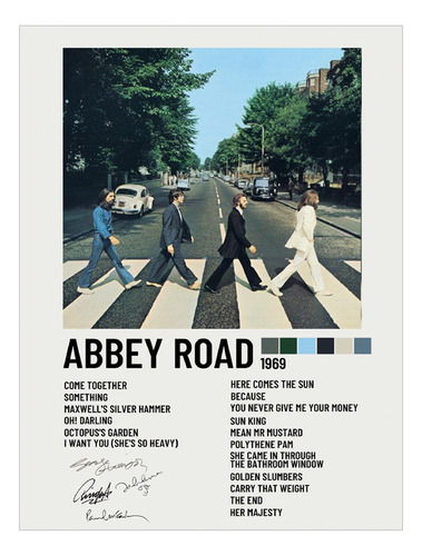Poster Papel Fotografico The Beatles Abbey Road 80x60