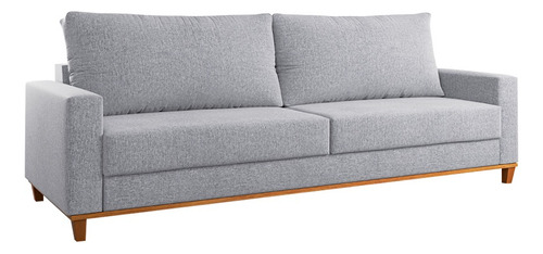 Sillon Sofa 2 Cuerpos Tapizado Tela Patas De Madera Living 