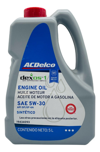 Aceite Acdelco 5w30 Sintetico 5w30 Dexos2 5l