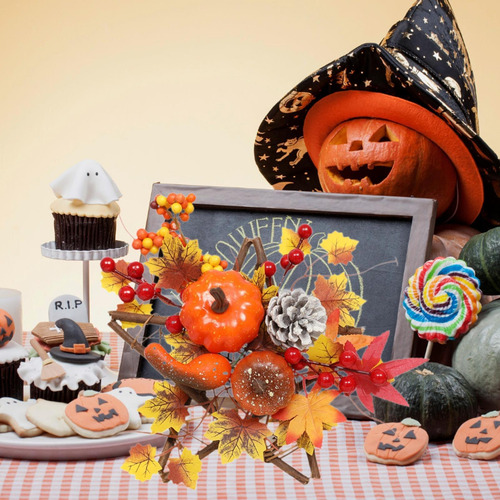 Corona De Halloween Con Hojas De 20 Centímetros Estilo E