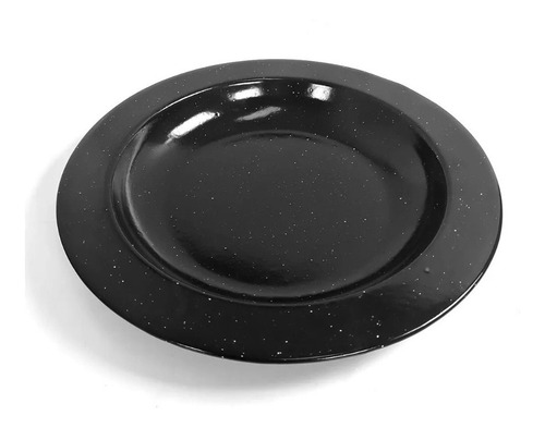 Plato Enlozado Hondo Chapa 28 Cm Parrilla Camping X12 Uni. Negro Liso