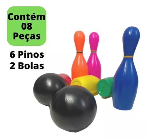 Super Boliche Infantil Colorido Bebe Com 8 Peças Strike