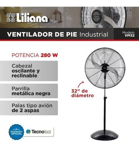 Ventilador Industrial De Pie Liliana 32 Pulgadas Vpi32 280w
