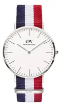 Comprar Reloj Daniel Wellington Dw00100017 Classic Cab 40mm Correa Tricolor Bisel Acero Fondo Blanco