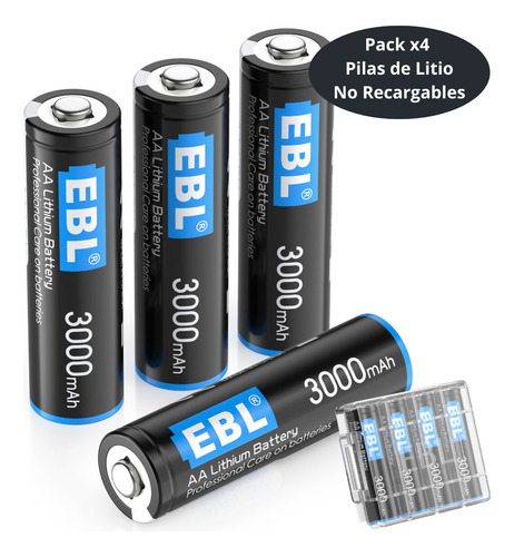 4 Pilas Aa Doble A Litio Ebl No Recargable 1,5v 3000mah