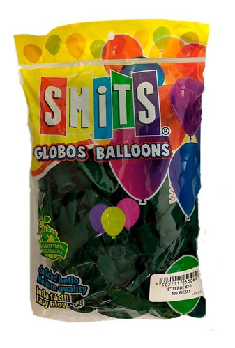 Globos Smits #5 C/100 Estandar Colores Smi1x1 Color Verde