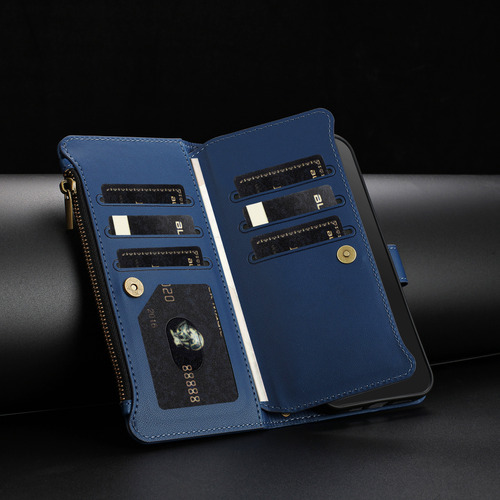 Funda Tipo Cartera De Piel Con Cierre De 9 Ranuras Para Huawei Nova Y70/y90, 6 Colores, Función Atril, Desmontable, Correa De Muñeca