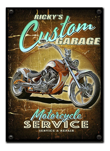 #379 - Cuadro Vintage 30 X 40 - Moto Custom Garage Cartel