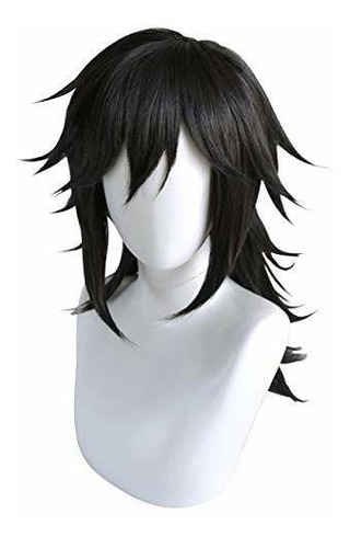 Cosrea Japonés Anime Tomioka Giyuu Cosplay Wig Black 6jv24