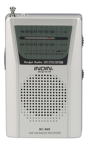 Indin Bc-r60 Am Fm - Radio Portátil De Bolsillo Con Batería