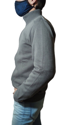 Imagen 2 de 4 de Campera De Lana Cuello Tipo Polera Saquito C/sierre Hombre