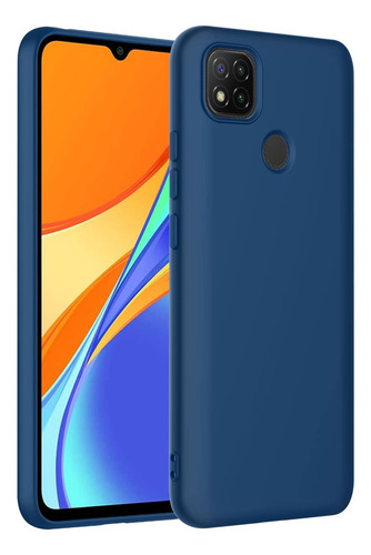 Funda Silicona Líquida Tpu Carcasa Para Redmi 10a/9c+mica Azul Redmi 10a/9c/9c Nfc