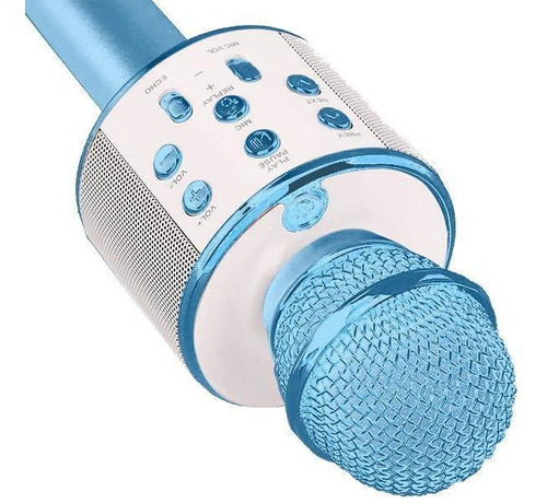 Microfone Bluetooth Wster Ws-858 Alto-falante Karaokê - Azul