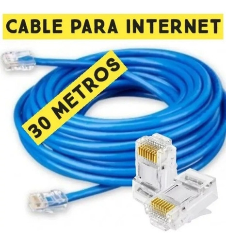 Cable Utp Internet 30 Metros Con  Conectores Redes