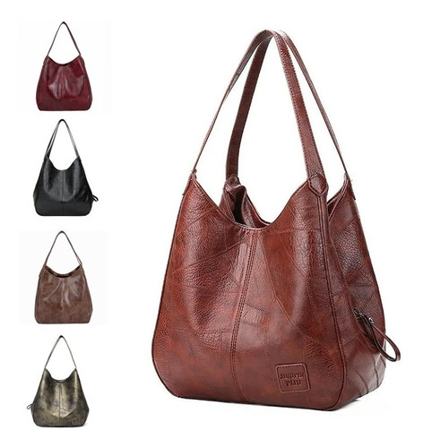 Bolso Cuero Suave Con Múltiples Compartimentos Para Mujeres1