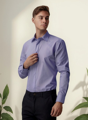 Camisa Clásica De Vestir De Hombre Bpremium Ccuello Italiano