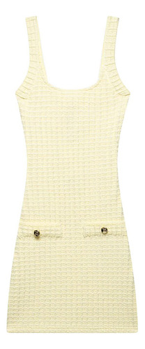 Moda Sin Espalda Con Botones Amarillos Con Willshela Women