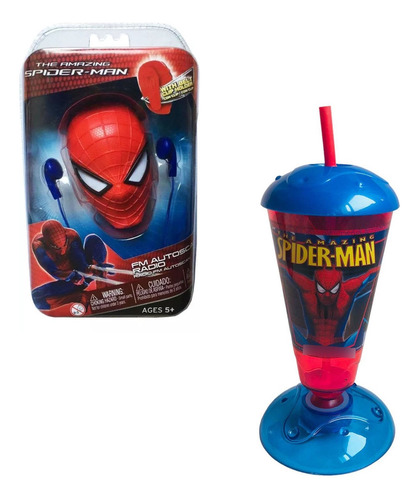 Spiderman Fm Autoscan Radio Original Intek + Vaso Pendular