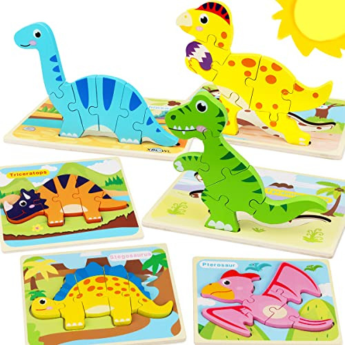 Aitbay Toddler Puzzles 6 Pack Dinosaurio Rompecabezas Hqqdk
