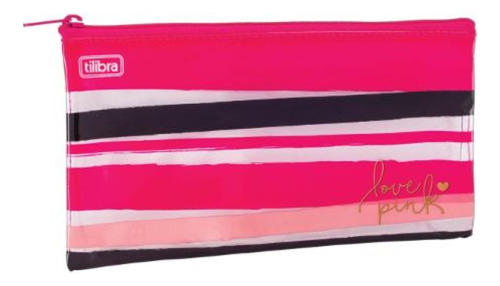 Estojo Simples Fem.slim Love Pink Bolinhas