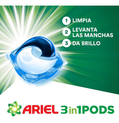 Detergente En Cápsulas Ariel Pods 3 En 1, 57 Unidades