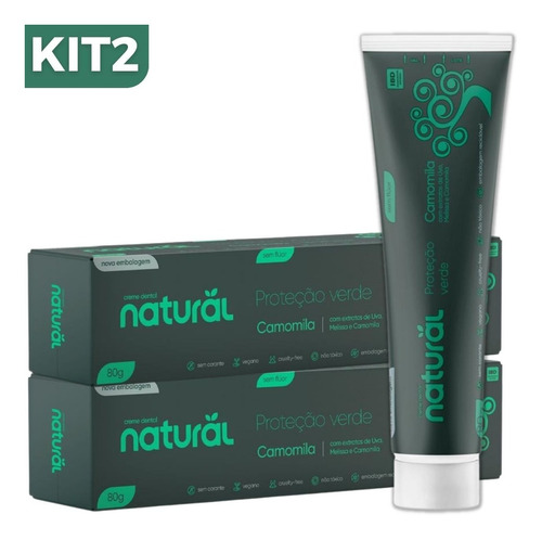 Kit 2 Pasta Creme Dental Vegano Orgânico Natural - Sem Flúor