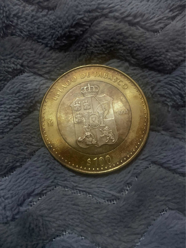 Moneda 100 Pesos Bimetálica Estado Tabasco2004